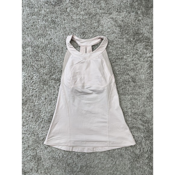 Lululemon Tank Top Womens 6 Light Pink Racerback Mesh Built-In Bra Yoga Workout - Picture 1 of 7